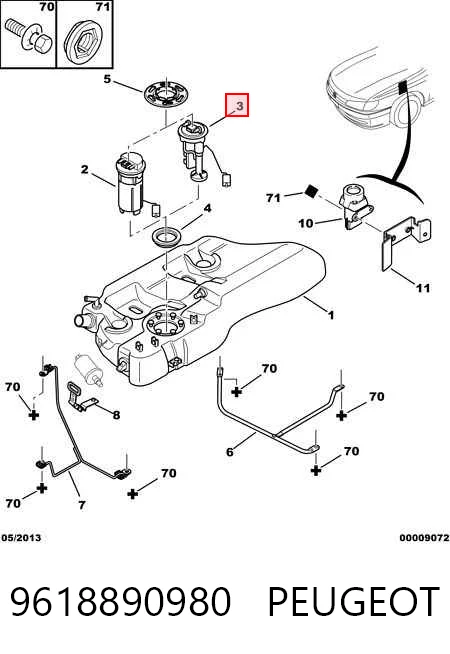 Sensor do nível de combustível no tanque Peugeot 406  8C