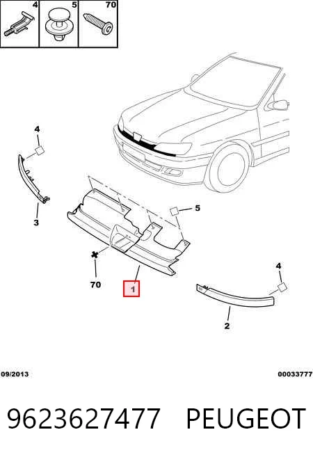  Grelha do radiador Peugeot 306 hatchback (7A) (1993 - 2001) 