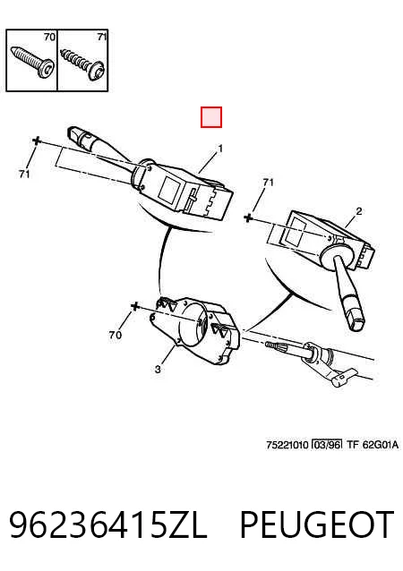 96236415ZL Peugeot/Citroen Comutador esquerdo instalado na coluna da direção