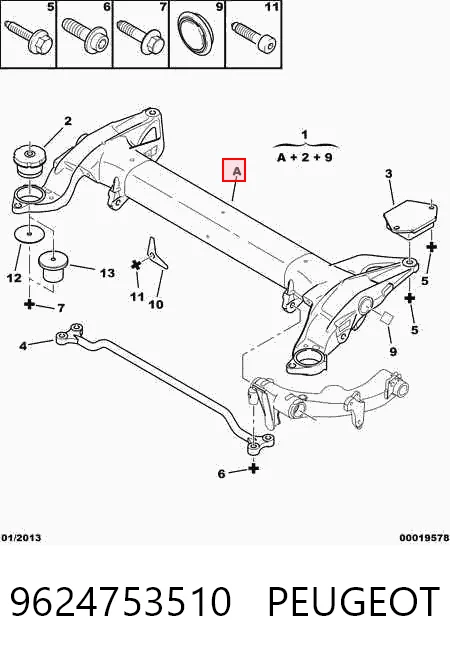 Viga de suspensão traseira (plataforma veicular) para Citroen C5 I DC