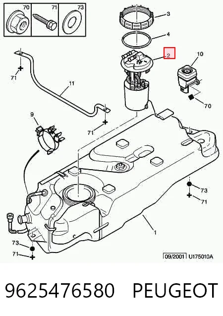 9625476580 Peugeot/Citroen Módulo de bomba de combustível com sensor do nível de combustível