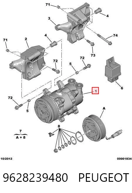 9628239480 Peugeot/Citroen Compressor de aparelho de ar condicionado