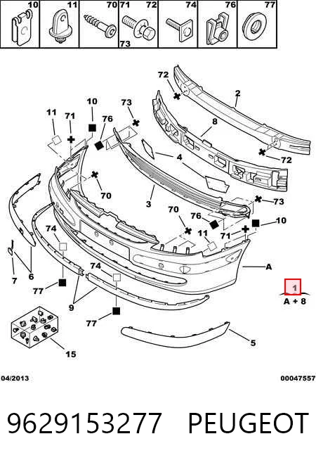 Pára-choque dianteiro para Peugeot 607  9D, 9U