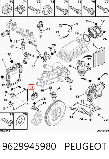 9629945980 Peugeot/Citroen Relê de bomba de gasolina elétrica