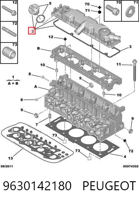 9630142180 Peugeot/Citroen Tampa de válvulas