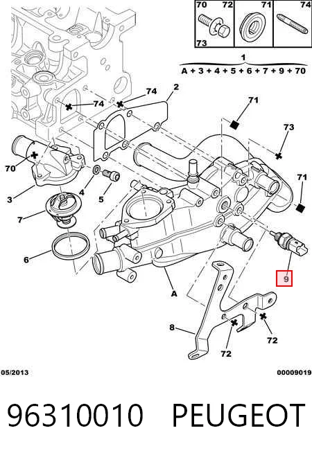 96310010 Peugeot/Citroen Sensor de temperatura do fluido de esfriamento
