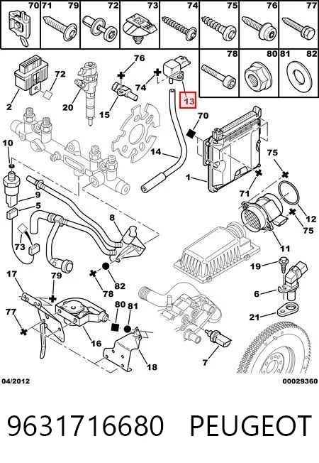 9631716680 Peugeot/Citroen Sensor de pressão no coletor de admissão, MAP