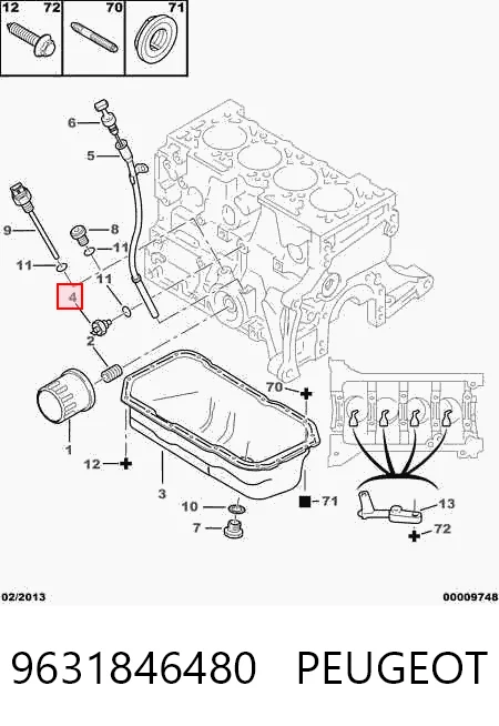 9631846480 Peugeot/Citroen Sensor de pressão de óleo
