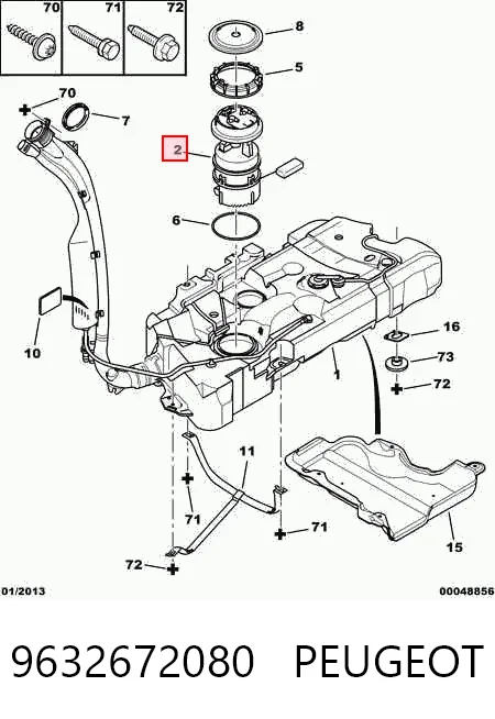 9632672080 Peugeot/Citroen Módulo de bomba de combustível com sensor do nível de combustível