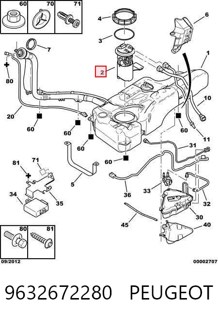 9632672280 Peugeot/Citroen Módulo de bomba de combustível com sensor do nível de combustível
