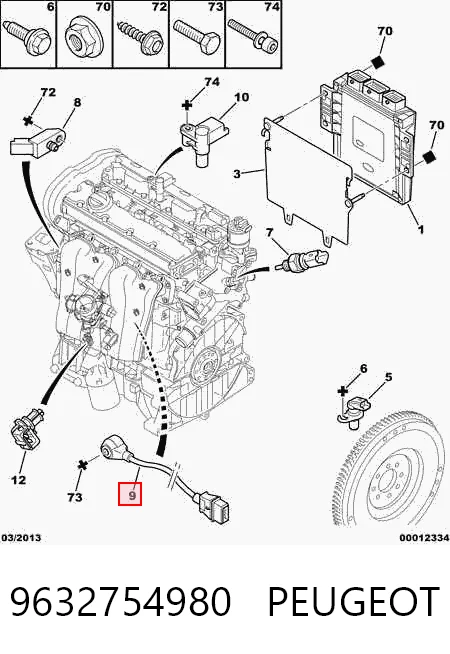 9632754980 Peugeot/Citroen Sensor de detonação