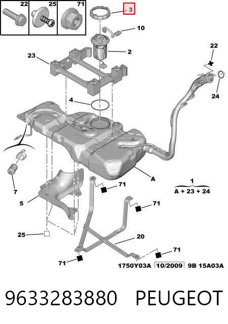 9633283880 Peugeot/Citroen Tampa da bomba de combustível