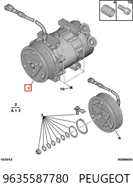 9635587780 Peugeot/Citroen Compressor de aparelho de ar condicionado