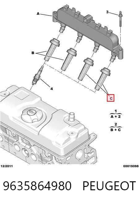 9635864980 Peugeot/Citroen Bobina de ignição
