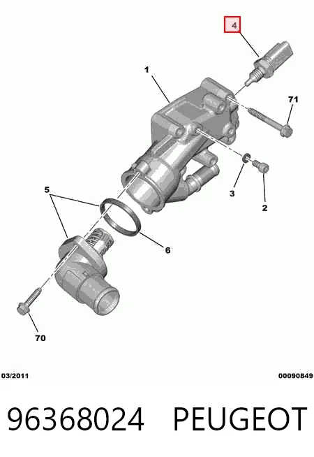 96368024 Peugeot/Citroen Sensor de temperatura do fluido de esfriamento