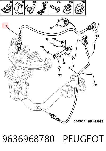 9636968780 Peugeot/Citroen Sonda lambda, sensor de oxigênio até o catalisador