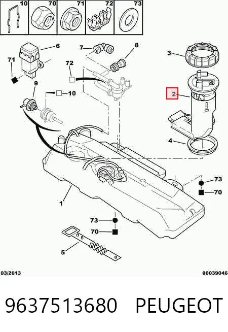 9637513680 Peugeot/Citroen Módulo de bomba de combustível com sensor do nível de combustível