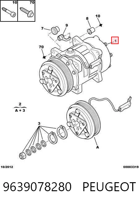 9639078280 Peugeot/Citroen Compressor de aparelho de ar condicionado