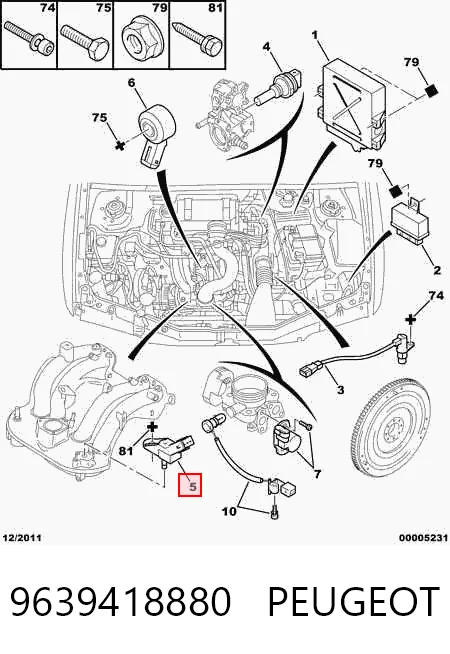 9639418880 Peugeot/Citroen Sensor de pressão no coletor de admissão, MAP