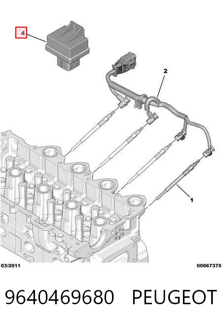 9640469680 Peugeot/Citroen Relê das velas de incandescência