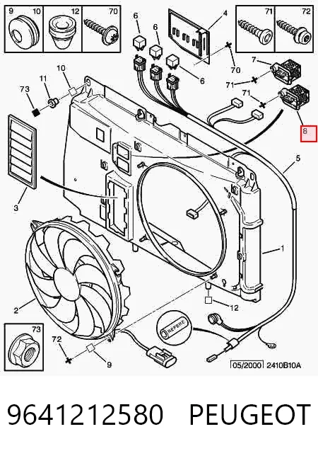 9641212580 Peugeot/Citroen Regulador de revoluções de ventilador de esfriamento (unidade de controlo)