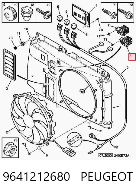 9641212680 Peugeot/Citroen Regulador de revoluções de ventilador de esfriamento (unidade de controlo)