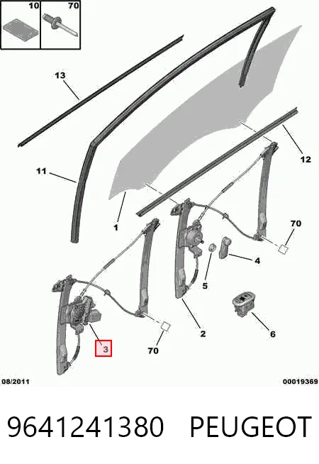 Mecanismo de acionamento de vidro da porta dianteira esquerda para Citroen C2  JM