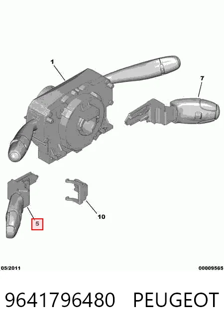 9641796480 Peugeot/Citroen Comutador esquerdo instalado na coluna da direção