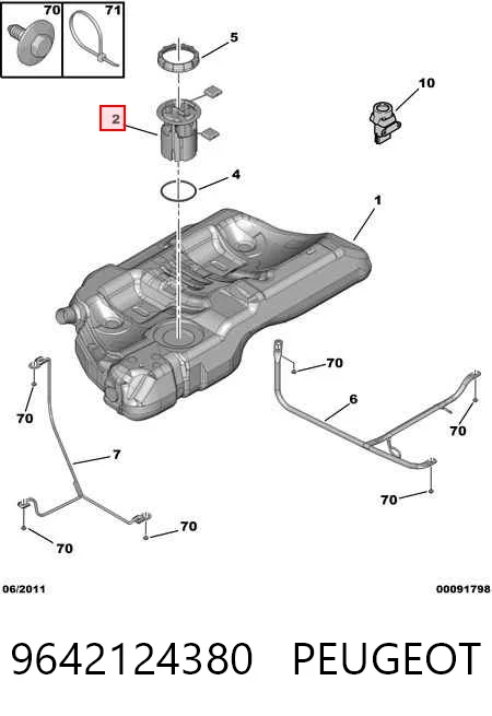 9642124380 Peugeot/Citroen Módulo de bomba de combustível com sensor do nível de combustível