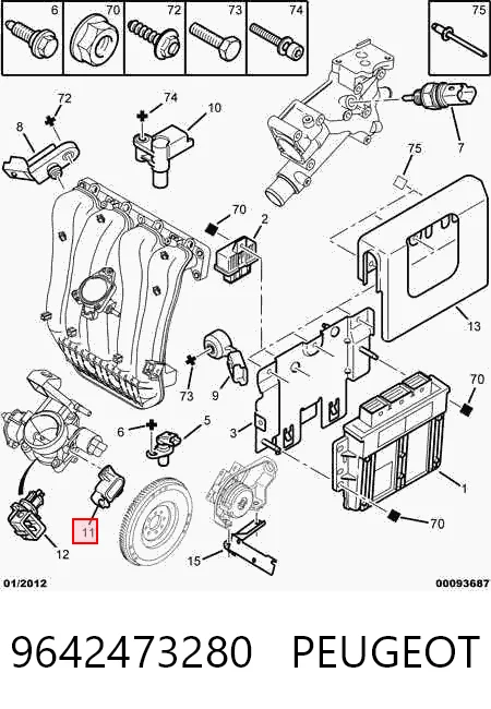 9642473280 Peugeot/Citroen Sensor de posição da válvula de borboleta (potenciômetro)