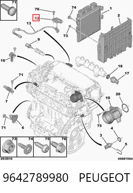 9642789980 Peugeot/Citroen Sensor de pressão no coletor de admissão, MAP