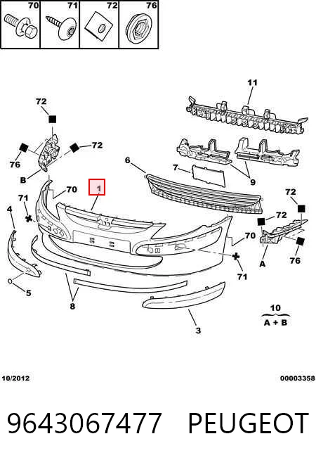 Pára-choque dianteiro para Peugeot 307  3A, 3C
