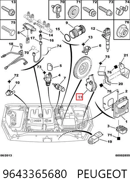 9643365680 Peugeot/Citroen Sensor de posição de pedal de acelerador (de gás)