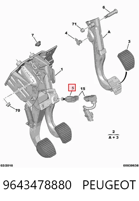 9643478880 Peugeot/Citroen Sensor de ativação do sinal de parada