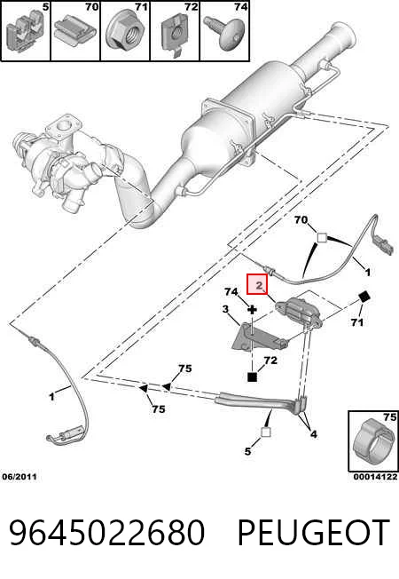9645022680 Peugeot/Citroen Sensor de pressão dos gases de escape