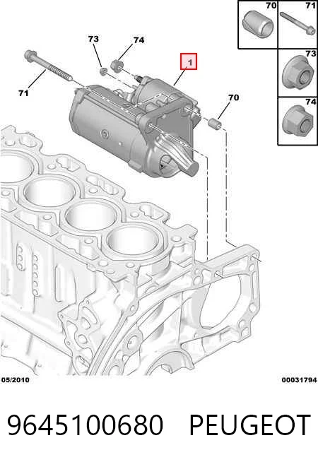 9645100680 Peugeot/Citroen Motor de arranco