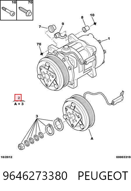 9646273380 Peugeot/Citroen Compressor de aparelho de ar condicionado