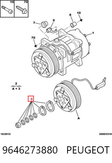9646273880 Peugeot/Citroen Compressor de aparelho de ar condicionado