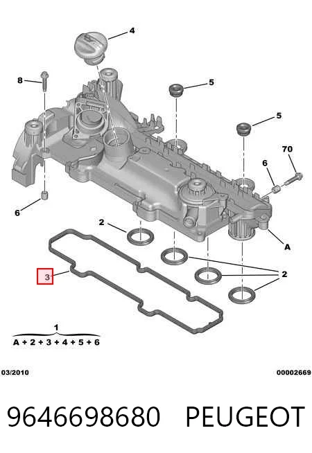 9646698680 Peugeot/Citroen Tampa de válvulas