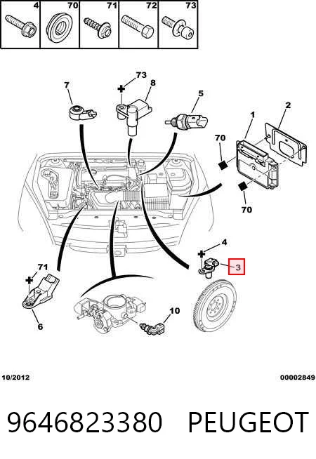 9646823380 Peugeot/Citroen Sensor de posição (de revoluções) de cambota