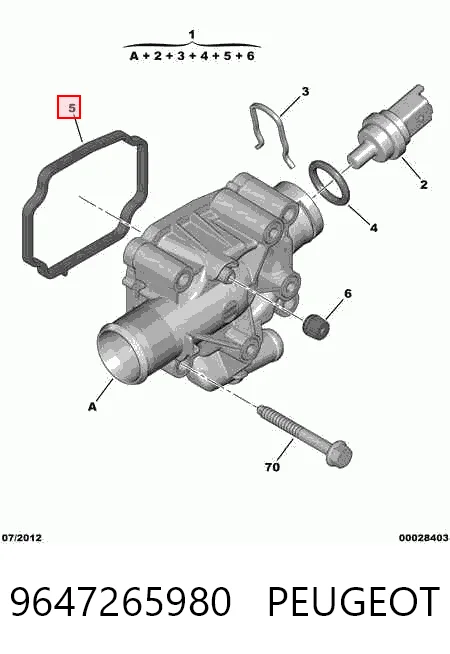 9647265980 Peugeot/Citroen Caixa do termostato