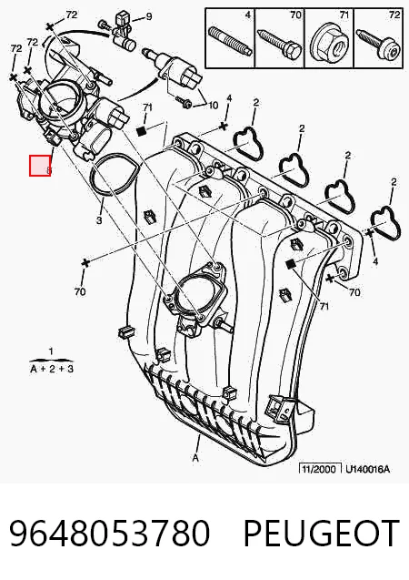 9648053780 Peugeot/Citroen Válvula de borboleta montada