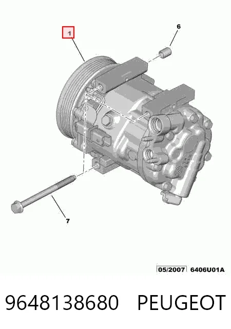 9648138680 Peugeot/Citroen Compressor de aparelho de ar condicionado