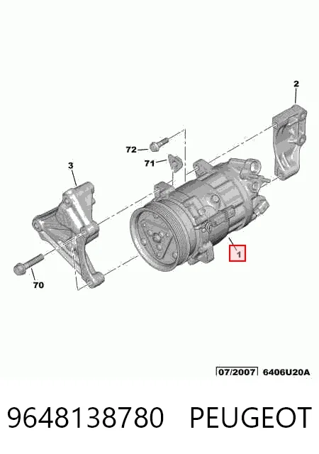9648138780 Peugeot/Citroen Compressor de aparelho de ar condicionado