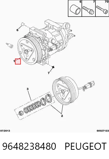9648238480 Peugeot/Citroen Compressor de aparelho de ar condicionado