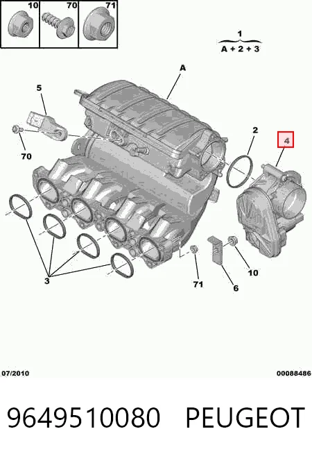 9649510080 Peugeot/Citroen Válvula de borboleta montada