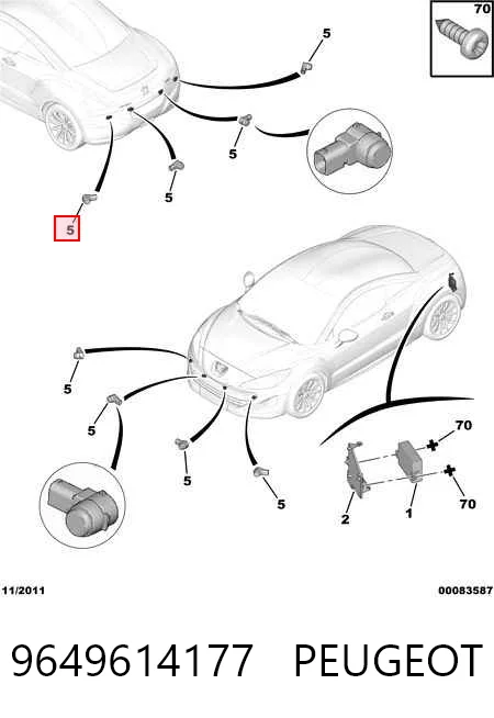 9649614177 Peugeot/Citroen Sensor traseiro de sinalização de estacionamento (sensor de estacionamento)