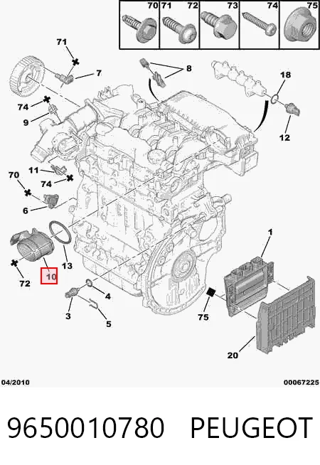 9650010780 Peugeot/Citroen Sensor de fluxo (consumo) de ar, medidor de consumo M.A.F. - (Mass Airflow)