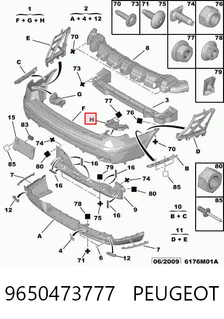  Pára-choque traseiro Citroen C5 II hatchback (RC) (2004 - 2008) II