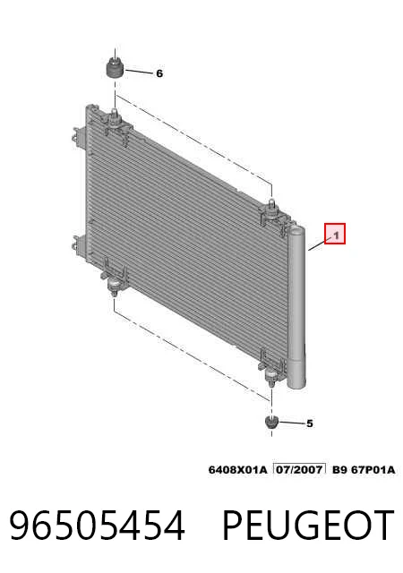 96505454 Peugeot/Citroen Radiador de aparelho de ar condicionado